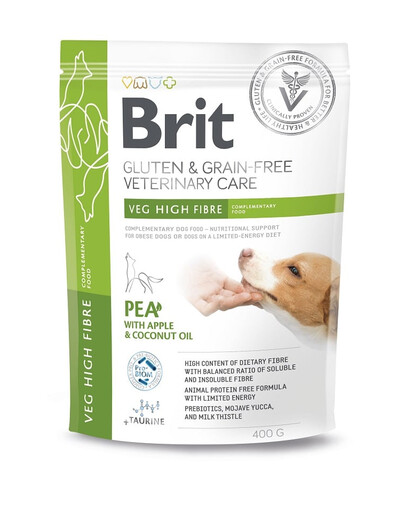 BRIT Veterinary Care Gluten and Grain Free Veg High Fibre 400g uzupełniająca karma dla psów z grochem i soczewicą