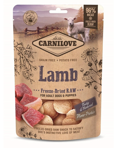 CARNILOVE Freeze-dried Raw Snack Lamb liofilizowana przekąska dla szczeniąt i dorosłych psów 60 g