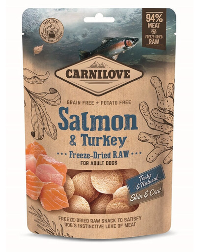 CARNILOVE Freeze-dried Raw Snack Salmon and Turkey liofilizowana przekąska dla psów 60 g