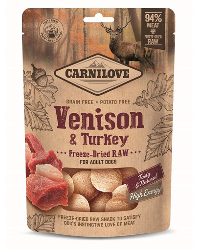 CARNILOVE Freeze-dried Raw Snack Venison and Turkey liofilizowana przekąska dla psów 60g