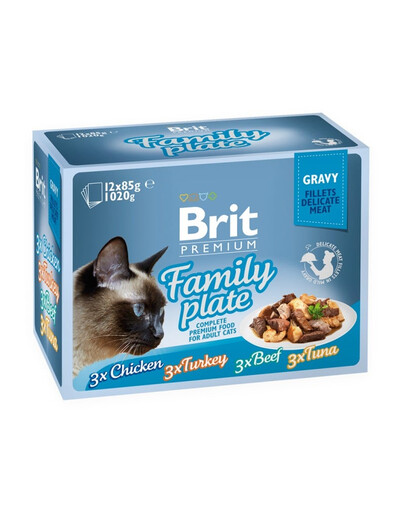 BRIT Premium by Nature Gravy Fillets Delicate Fillets Family Plate mokra karma w sosie dla kotów 12x85g