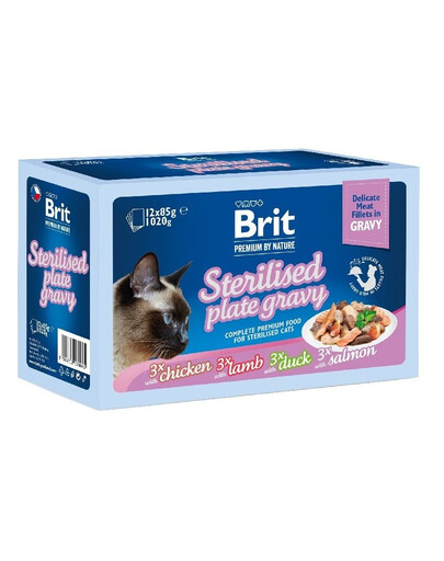 BRIT Premium by Nature Delicate Meat Fillets in Gravy Sterilised Plate w sosie dla sterylizowanych kotów 12x85g