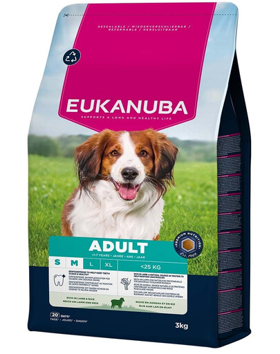 EUKANUBA Adult Small Medium Breeds Lamb Rice 3 kg jagnięcina i ryż dla małych i średnich psów