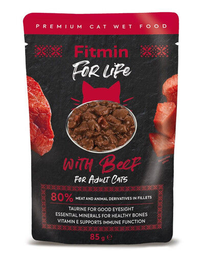 Fitmin For Life For Adult Cats Beef - mokra karma dla dorosłych kotów wołowina 85 g