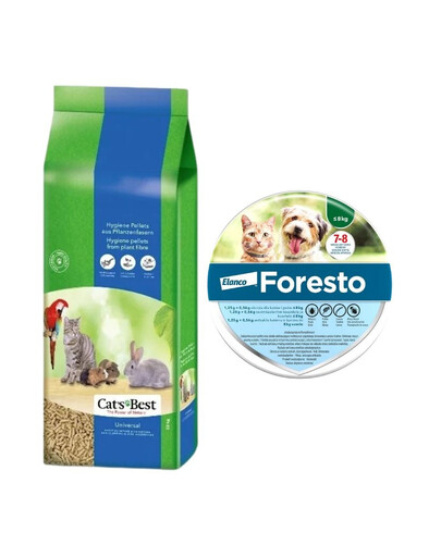 JRS Cat'S best universal 40 l + FORESTO Obroża dla kota i psa przeciw kleszczom i pchłom poniżej 8 kg