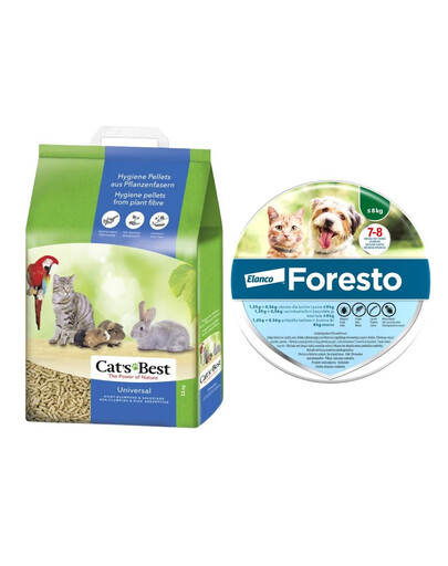 JRS Cat'S best universal 7l (4 kg) + FORESTO Obroża dla kota i psa przeciw kleszczom i pchłom poniżej 8 kg