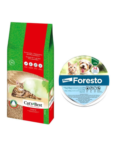 JRS Cat's best eco plus 40 l + BAYER FORESTO Obroża dla kota i psa przeciw kleszczom i pchłom poniżej 8 kg