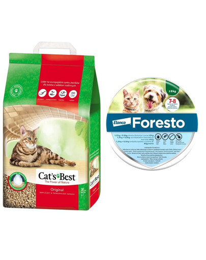 JRS Cat'S best eco plus 7l (3 kg) + FORESTO Obroża dla kota i psa przeciw kleszczom i pchłom poniżej 8 kg