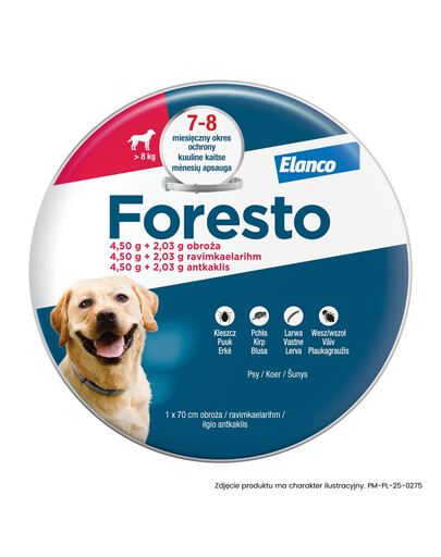 FORESTO Obroża dla psa przeciw kleszczom i pchłom powyżej 8 kg