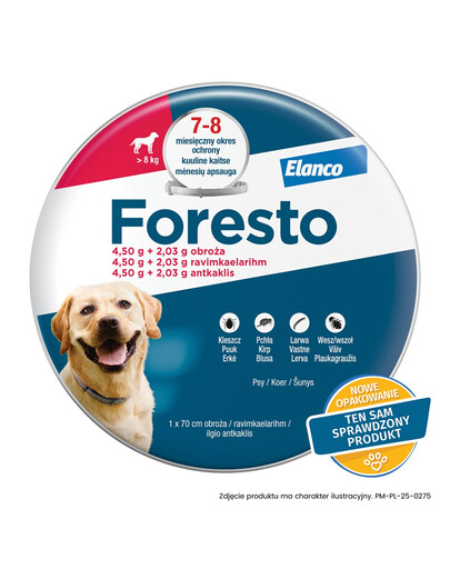 FORESTO Obroża dla psa przeciw kleszczom i pchłom powyżej 8 kg