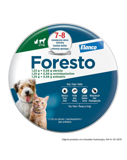 FORESTO Obroża dla kota i psa przeciw kleszczom i pchłom poniżej 8 kg