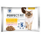 PERFECT FIT Sensitive 1+ saszetki 4x85 g w sosie z kurczakiem, z łososiem dla dorosłych kotów