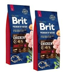 Brit Premium By Nature Adult Large Chicken 2x 15 kg - sucha karma dla dorosłych psów rasy dużej 30kg