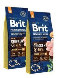 Brit Premium By Nature Junior Medium Chicken 2x 15 kg - sucha karma dla młodych psów rasy średniej z kurczakiem 2x15kg