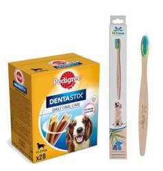 My Eco Brush Bambusowa szczoteczka do zębów dla dużych psów + PEDIGREE DentaStix (średnie rasy) ZESTAW