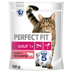 PERFECT FIT (Adult 1+) 750 g Bogaty w wołowinę - sucha karma dla kotów dorosłych 750g