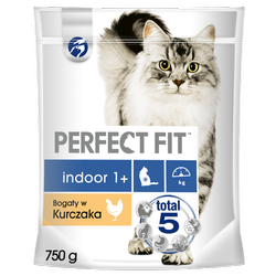 PERFECT FIT (Indoor 1+) 750 g Bogaty w kurczaka - sucha karma dla kotów żyjących w domu 750g