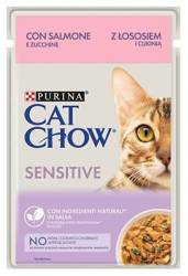 Purina CAT CHOW Sensitive Łosoś i cukinia w sosie 85 g - mokra karma dla kota 85g