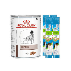 Royal Canin Dog Hepatic Canine - mokra karma dla psów ze schorzeniami wątroby 420g + Dentalife Medium 4 x 1 szt. GRATIS