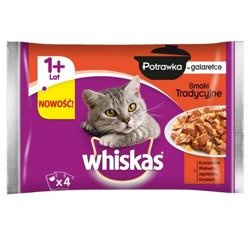 Whiskas ( 1+ lat) Potrawka w Galaretce Smaki Tradycyjne 4 x 85 g - mokra karma dla kotów powyżej 1 roku życia potrawka w galaretce smaki tradycyjne 4+4x85g