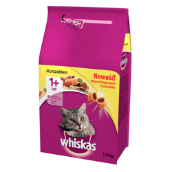 Whiskas ( 1+ lat ) z Kurczakiem 1.4 kg - sucha karma dla kotów powyżej 1 roku życia z kurczakiem 1.4kg