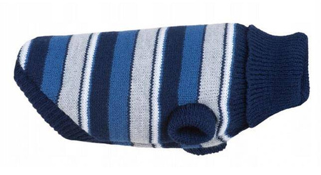 Amiplay Sweterek dla psa Glasgow 19 cm Paski kolorowe z niebieskim