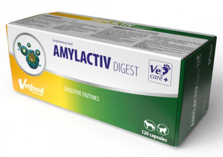 Amylactiv Digest 120 caps - preparat wspomagający trawienie, dla psów i kotów, 120caps
