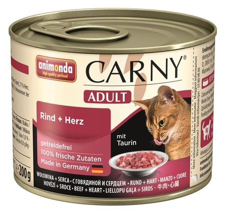 Animonda Carny Adult Rind + Herz 200 g - mokra karma dla dorosłych kotów wołowina z sercami 200g