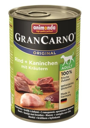 Animonda Grancarno Adult Mit Kaninchen + Krautern 400 g - mokra karma dla psów dorosłych wołowina z królikiem w ziołach 400g