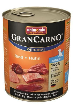 Animonda Grancarno Junior Rind + Huhn 800 g - mokra karma dla szczeniąt wołowina z kurczakiem 800g