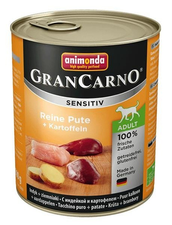 Animonda Grancarno Sensitiv Reine Pute + Kartoffeln 800 g - mokra karma dla psów indyk i ziemniaki 800g