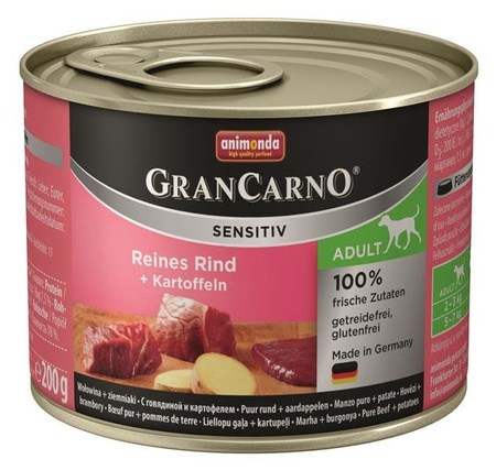 Animonda Grancarno Sensitiv Reines Rind + Kartoffeln 200 g - mokra karma dla psów wołowina i ziemniaki 200g