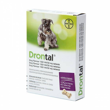 BAYER DRONTAL DOG FLAVOUR tabletki na odrobaczanie dla psów 4x6 tabl.