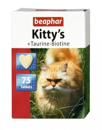 Beaphar Kitty' s Taurine/Biotine/ Protein/ Cheese 75 szt -  witaminowy przysmak dla kotów z tauryną, biotyną, proteinami i serem 75szt
