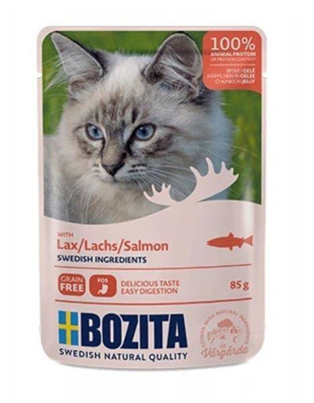 Bozita saszetka - kawałeczki w galaretce z Łososiem 85g - mokra karma dla kotów dorosłych