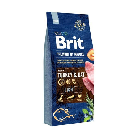 Brit Premium By Nature Light Turkey & Oat 15 kg - sucha karma dla psów niskokaloryczna z indykiem i owsem 15kg