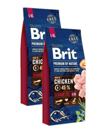 Brit Premium By Nature Senior Large/Extra Large Chicken 2x15 kg - sucha karma dla starszych psów rasy dużej i olbrzymiej z kurczakiem 2x15kg