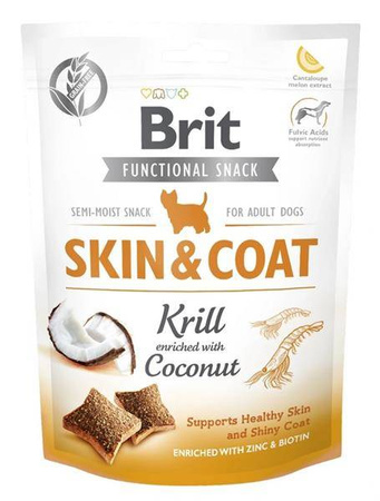 Brit care dog functional snack skin&coat krill 150g - przysmak dla psów na skórę i sierść