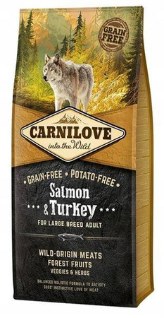 Carnilove salmon&turkey for large adult 12+2 kg - sucha karma dla psów dorosłych z łososiem i indykiem