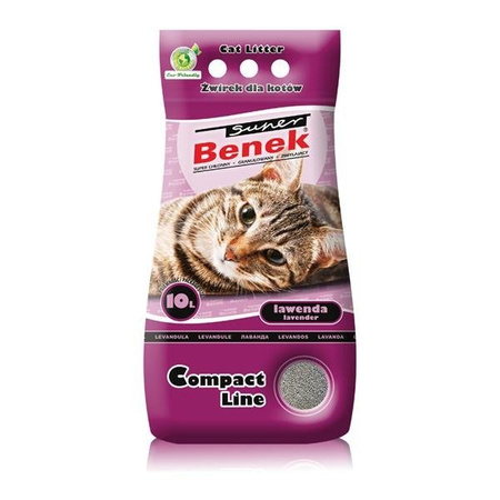 Certech Super Benek Compact Line Lavender 10 l -  drobny żwirek dla kotów o zapachu lawendy 10l