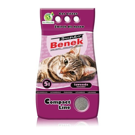 Certech Super Benek Compact Line Lavender 5 l -  drobny żwirek dla kotów o zapachu lawendy 5l