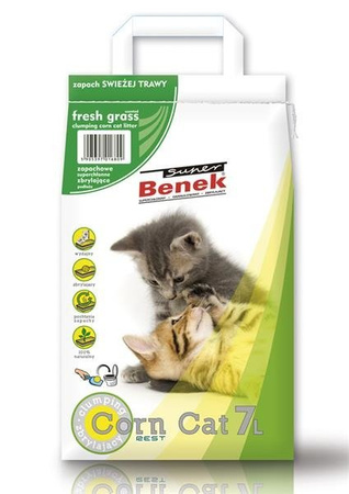 Certech Super Benek Corn Cat  Fresh Grass 7 l - żwirek dla kotów o zapachu świeżej trawy 7l