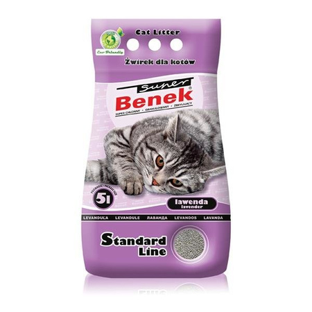 Certech Super Benek Standard Line Lavender 5 l - żwirekdla kotów o zapachu lawendy 5l