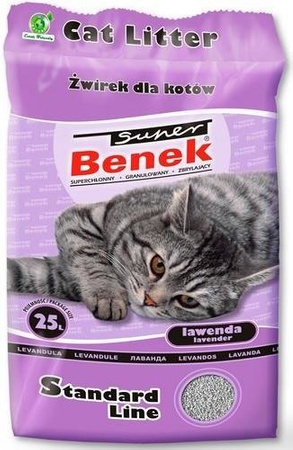 Certech Super Benek Standard Line Lawender 25 l -  gruboziarnisty żwirek dla kotów o zapachu lawendy 25l