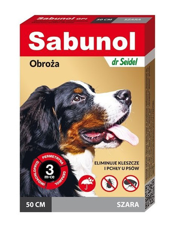 Dermapharm sabunol obroża dla psa przeciw pchłom szara 50 cm