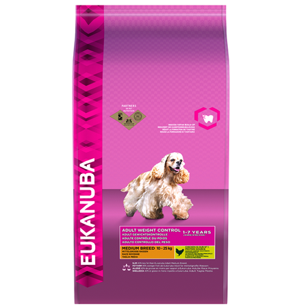 Eukanuba Adult Weight Control Medium 15 kg - sucha karma dla dorosłych psów ras średnicj pomagających kontrolować wagę 15kg