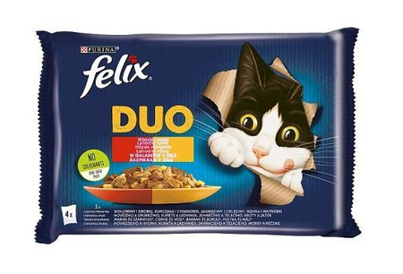FELIX Fantastic DUO MP Mięso 4x85g - pełnowartościowa mokra karma dla dorosłych kotów wszystkich ras