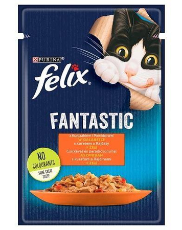 FELIX Fantastic Kurczak, Pomidor 85g - pełnowartościowa mokra karma dla kotów dorosłych