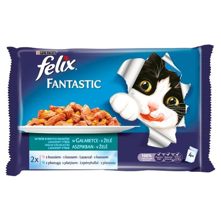 Felix Fantastic Karma dla kotów uczta oceanu w galaretce 400 g (4 x 100 g)