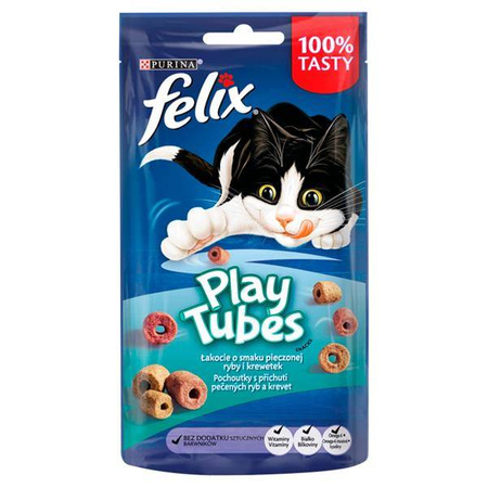 Felix Play Tubes 50 g - przysmak dla dorosłych kotów ryba, krewetki 50g